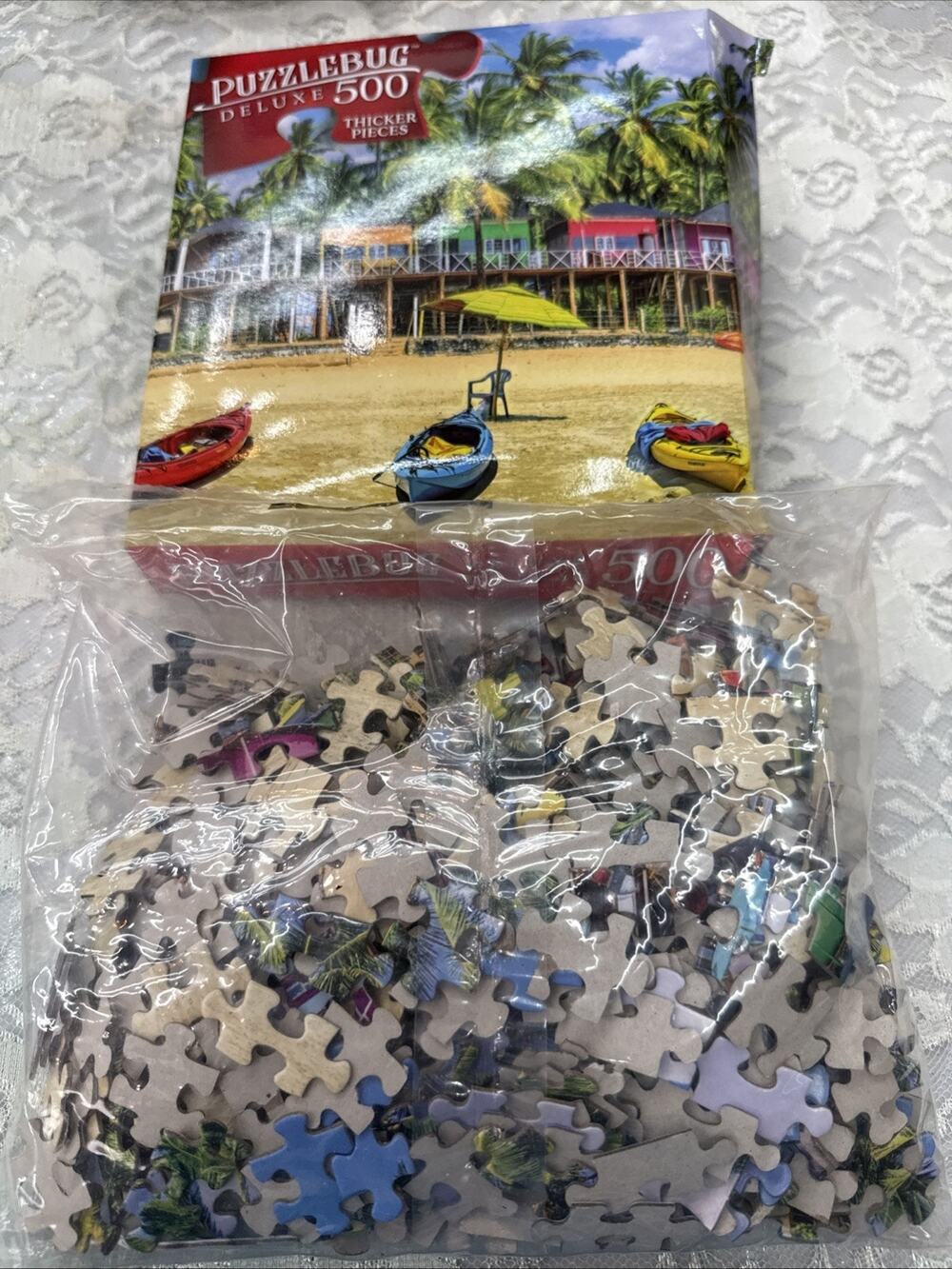 New Bungalows On Beach Palolem, India 500 Piece Puzzle Puzzlebug 20” x 12” Read